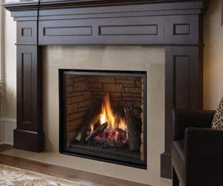 Regency L965E Gas Fireplace with dark mantel