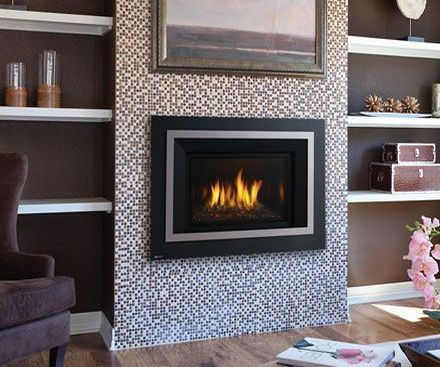 Regency HRI4E Traditional Gas Fireplace Insert in chrome with small tile surround