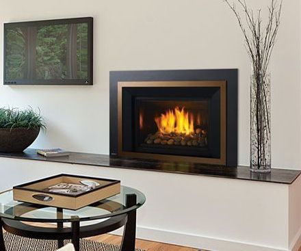 Regency HRI6E Gas Fireplace Insert in bronze with volcanic stone firebed 