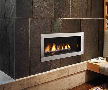 Regency HZ30E Gas Contemporary Fireplace with brown tile surround